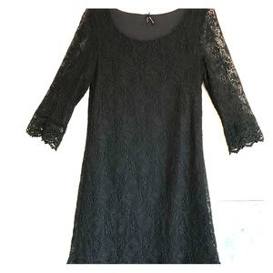 Black lace body con dress